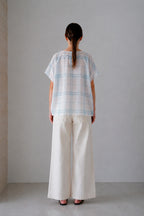 Abelar blouse in checked fabric, full-length back view