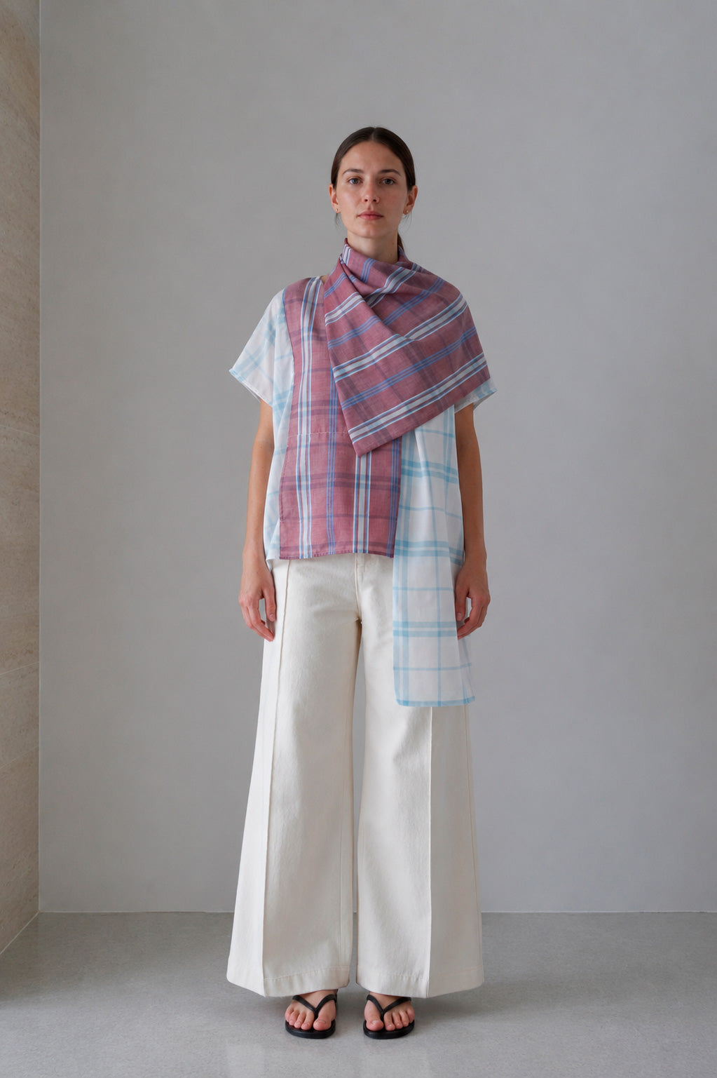 Abelar blouse with matching scarf, full-length front view