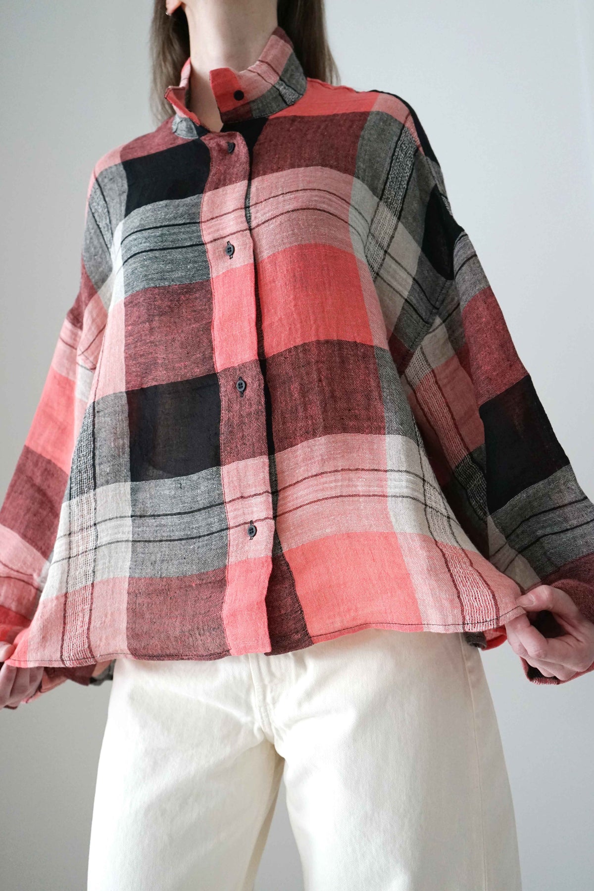 Camisa Villa color teja a cuadros, vista frontal