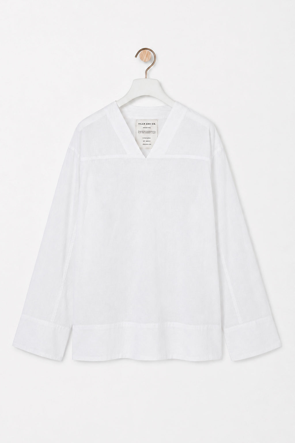Laxe shirt in white, hanging, front view